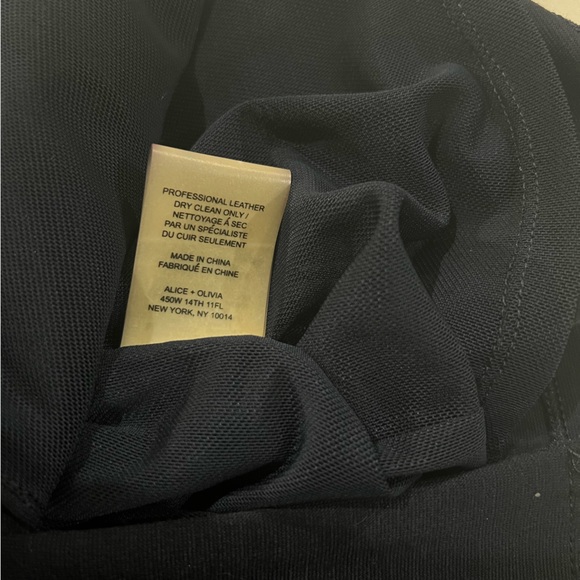 NWT alice & olivia Constance navy Leather Piping Knit  Dress - Picture 10 of 10